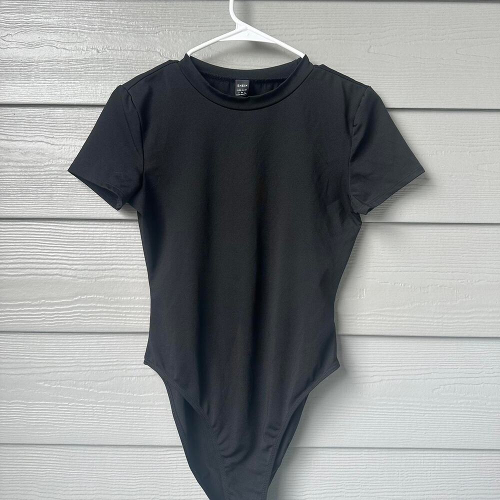Basic Black Short Sleeve Bodysuit - Size S
